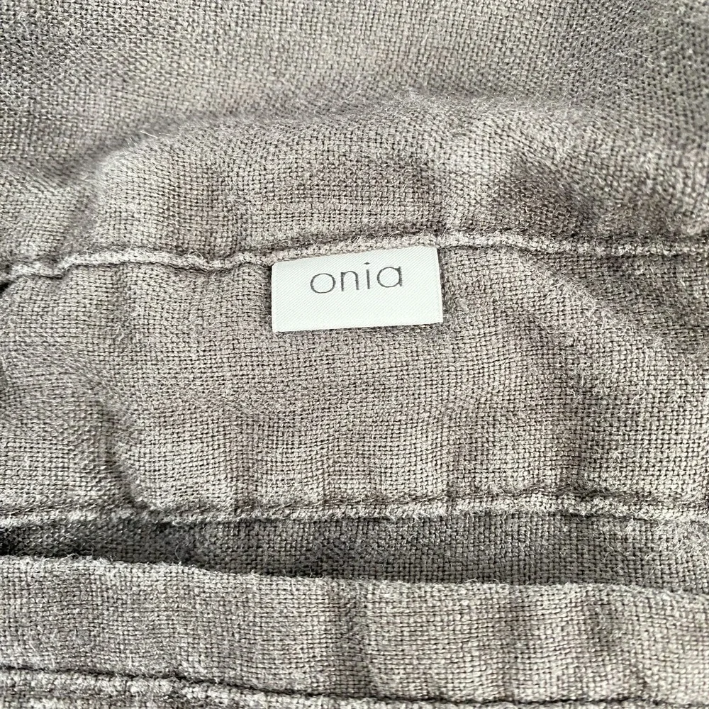 Onia Womens 100% Linen Drawstring Pants XL Brown Beach Vacation Travel Elastic - Picture 8 of 14